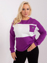 Hurt Fioletowo-ecru damska bluzka plus size z naszywką