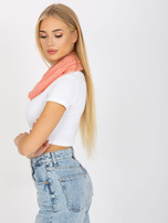 Koralowa damska chusta komin w groszki