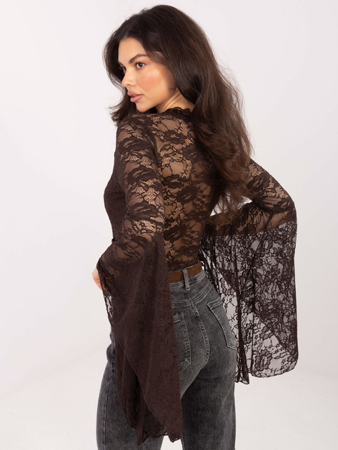 Czekoladowa bluzka z rozkloszowanymi rękawami