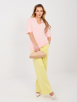 Pastelowe żółte dresowe spodnie z prostą nogawką RUE PARIS 