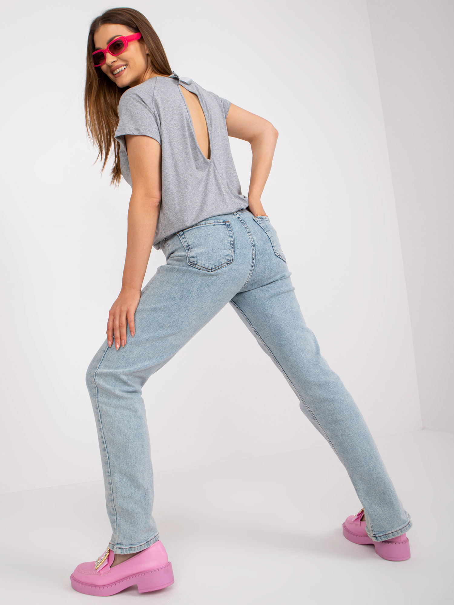Graue Melange-Basicbluse für den Alltag aus Viskose Lucienne.