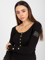 Hurt Czarna prążkowana bluzka z zatrzaskami OCH BELLA