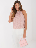 Brudnoróżowy elegancki top z wypukłym wzorem