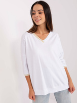 Hurt Biała bluzka oversize z dekoltem V RUE PARIS