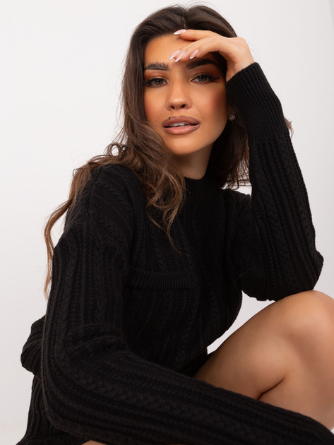 Hurt Czarny dwuczęściowy komplet dzianinowy w warkocze