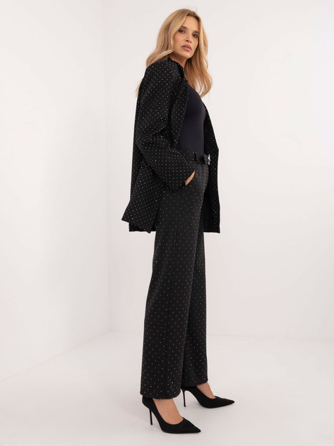 Hurtownia Czarne damskie spodnie materiałowe z paskiem