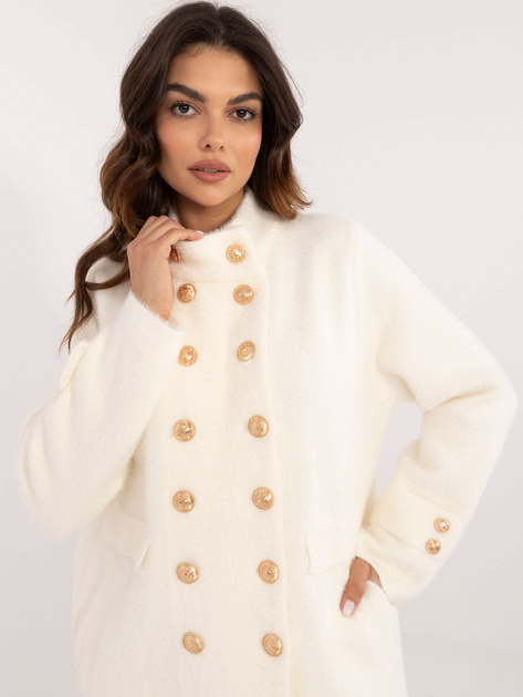 Hurtownia Ecru elegancki płaszcz alpaka ze stójką