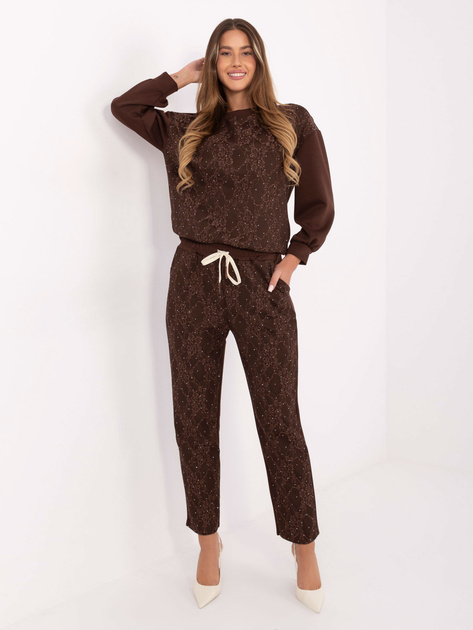 Brązowy dwuczęściowy komplet z koronką