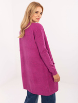 Fuchsia cardigan with long sleeves.