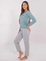 Ciemnomiętowa bawełniana piżama ze spodniami