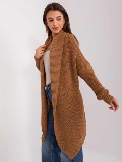 Hurt Brązowy długi kardigan z dzianiny OCH BELLA