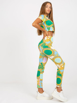 Hurt Zielony dopasowany komplet casualowy z legginsami