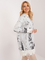 Hurt Ecru długi sweter oversize ze ściągaczami