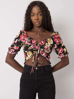 Czarna bluzka w kwiaty Laquinta RUE PARIS