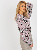 Hurt Ecru-brudnoróżowa koszula z nadrukiem i szerokim rękawem