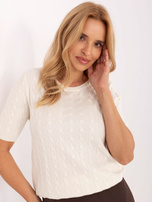 Jasnobeżowy sweter z okrągłym dekoltem