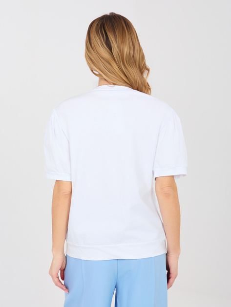 Biała bawełniana bluzka basic z krótkim rękawem RUE PARIS