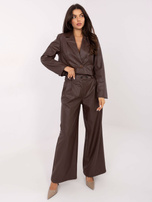 Brązowa krótka marynarka z ekoskóry