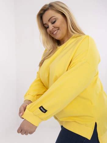Żółta damska bluza basic plus size z bawełny