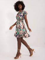 Hurt Schwarzes Kleid mit Drucken und V-Ausschnitt.