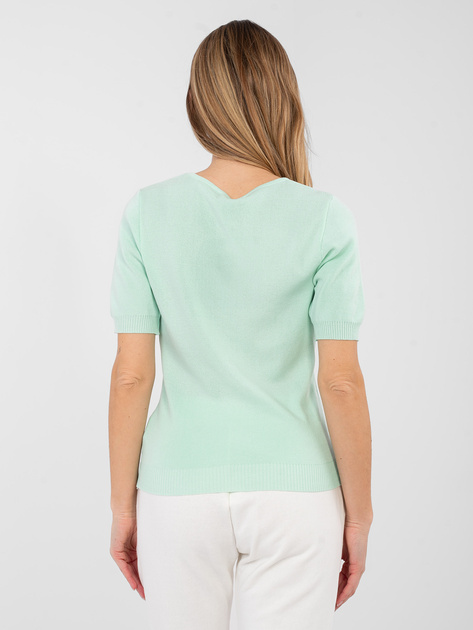 Jasnozielony klasyczny sweter z krótkim rękawem