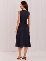Navy blue zip-up summer dress.
