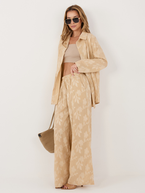 Beżowy letni komplet z wypukłym wzorem RUE PARIS