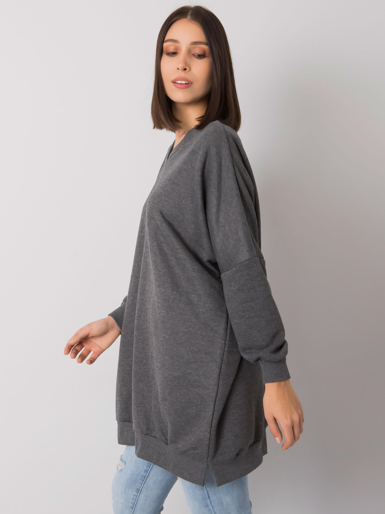 Ciemnoszara melanżowa tunika plus size bawełniana Raella