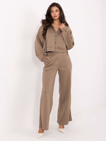 Ciemnobeżowy komplet z bluzą z kapturem RUE PARIS 