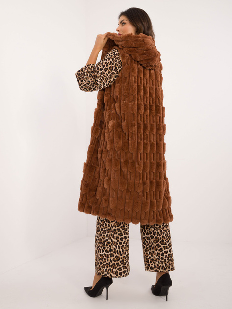 Hurt Jasnobrązowa rozpinana kamizelka z eko futerka