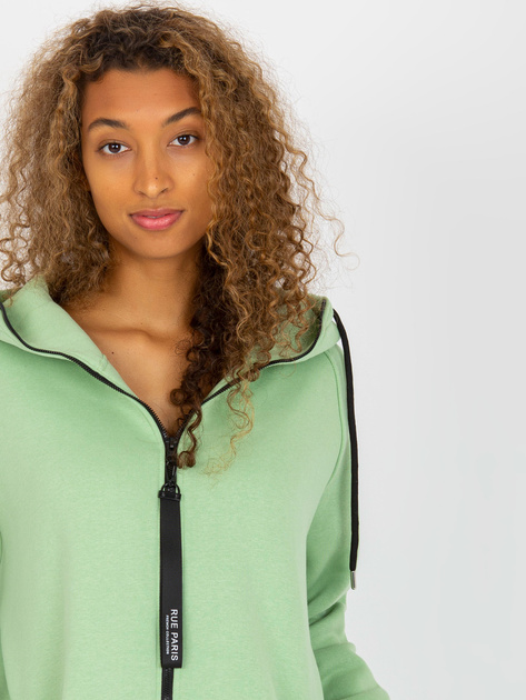 Hurt Jasnozielona dresowa bluza basic na suwak RUE PARIS