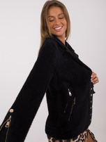 Hurt Czarna przejściowa kurtka alpaka z kieszeniami
