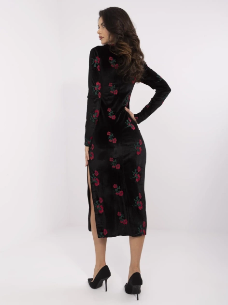 Hurt Czarna midi sukienka wieczorowa z rozcięciem