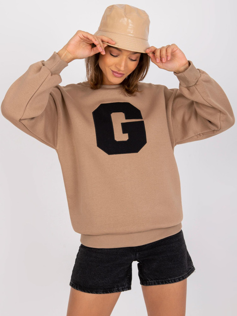 Ciemnobeżowa damska bluza dresowa oversize Severine