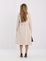 Light beige fitted coat with lining.