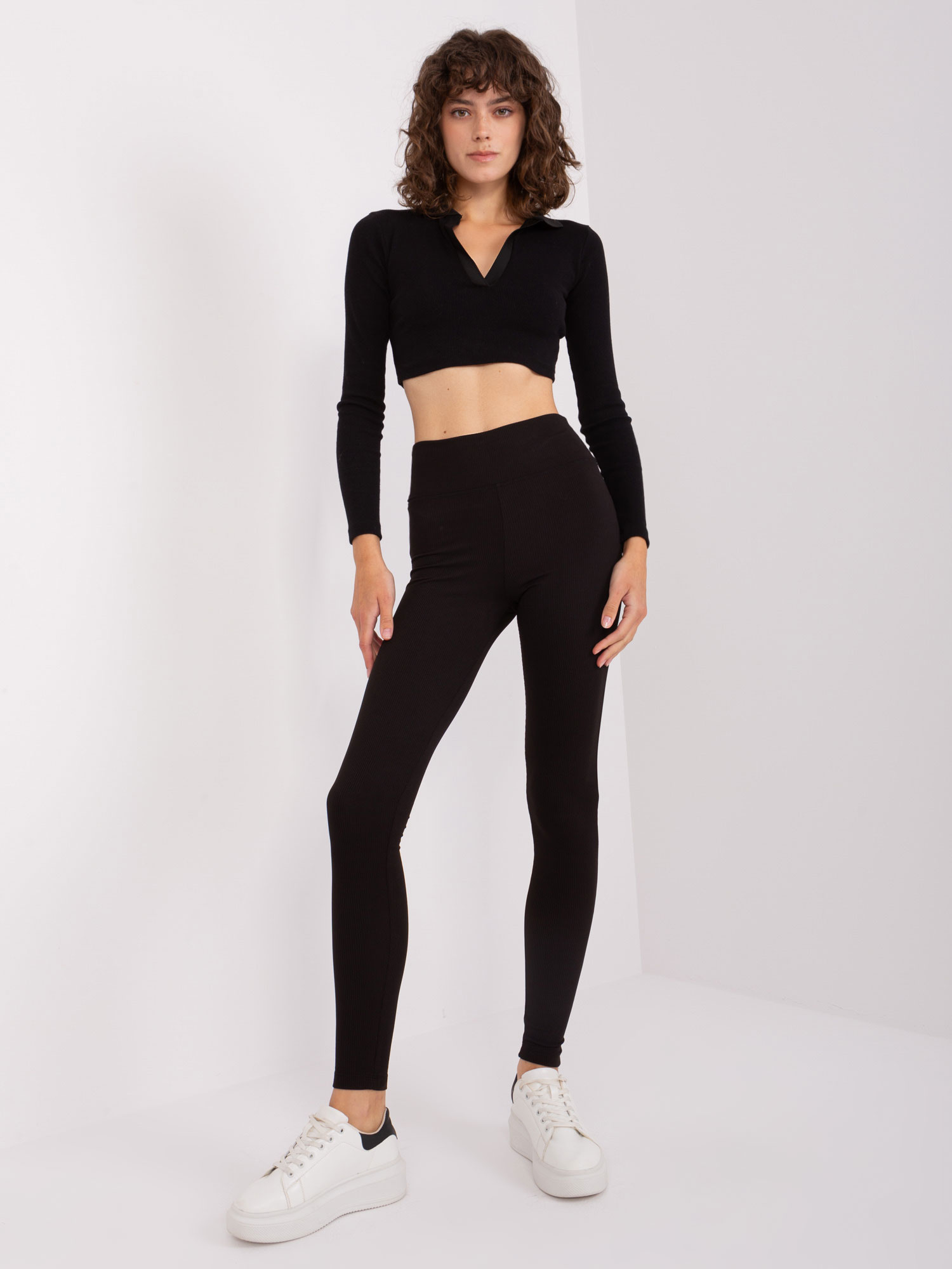 Czarne legginsy basic z wysokim stanem RUE PARIS