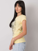 Jasnożółty t-shirt z aplikacją Skull