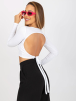 Hurt Biała prążkowana bluzka basic z długim rękawem RUE PARIS 