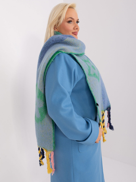 Hurt Zielony damski szal z frędzlami