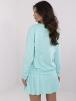 Miętowy damski komplet z bluzą z nadrukiem