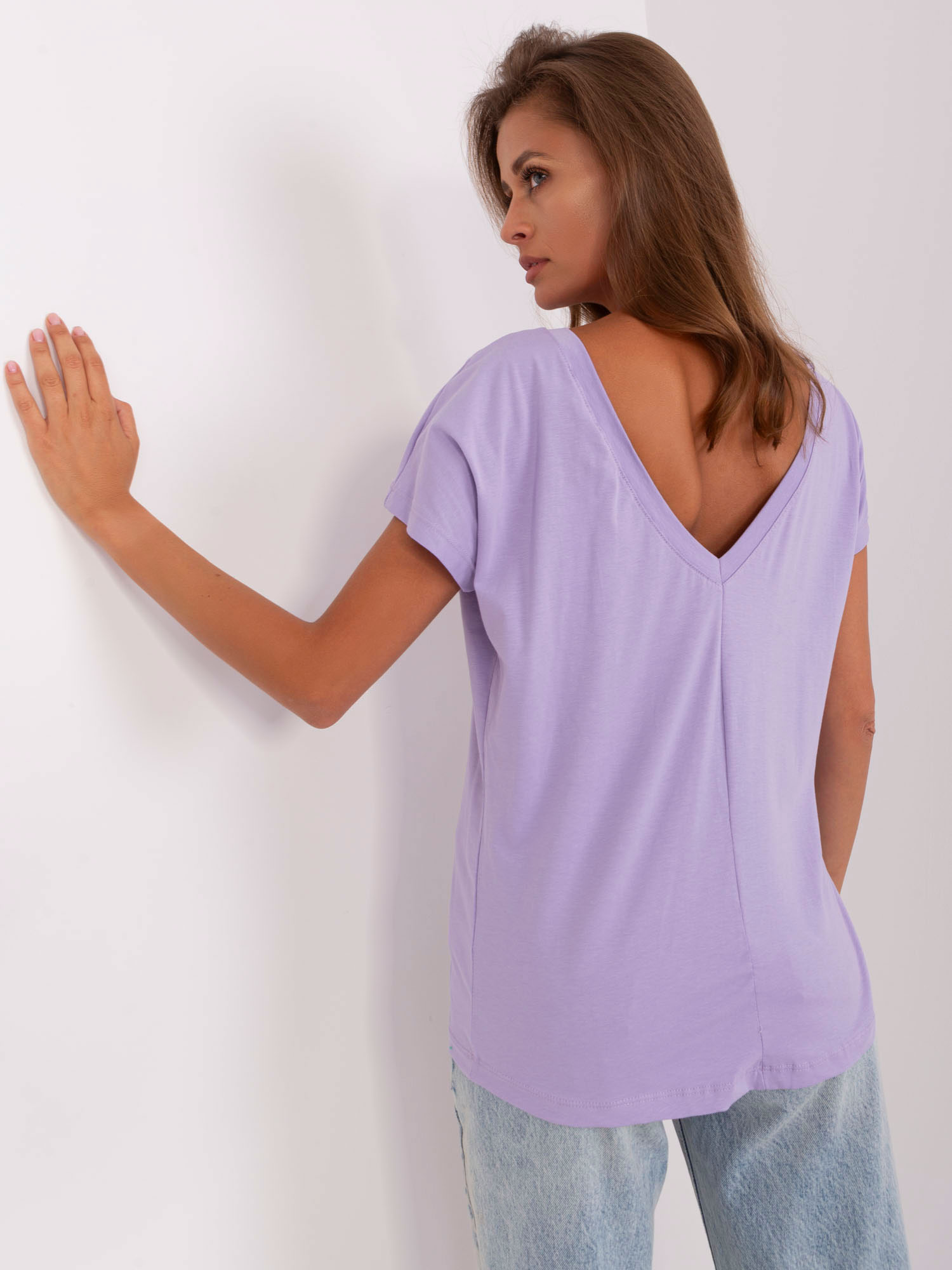Jasnofioletowy t-shirt z bawełny Fire BASIC FEEL GOOD