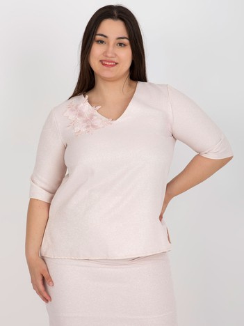Hurt Jasnoróżowa damska bluzka plus size od kompletu
