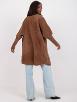 Brązowy damski płaszcz alpaka z wełną