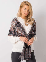 Czarno-pomarańczowa chusta we wzory