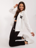 Hurt Ecru-czarny dwuczęściowy komplet damski z naszywką