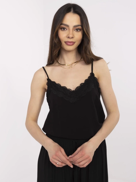 Czarny damski top z koronką FRESH MADE