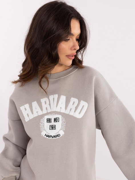 Hurt Szara dresowa bluza bez kaptura z ociepleniem