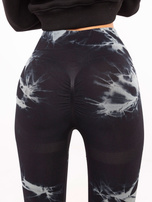 Hurtownia Czarne sportowe legginsy z efektem tie-dye