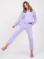 Fioletowy komplet dresowy ze spodniami z wysokim stanem 
