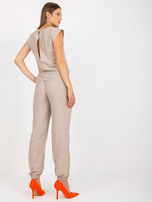 Hurtownia Beżowy komplet casualowy z kieszeniami RUE PARIS 